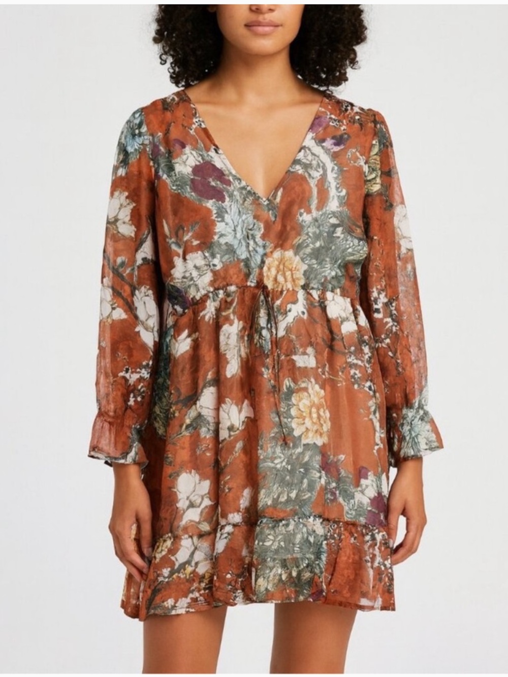 Hemant & Nandita Zeri Brown Bohemian Mini Dress